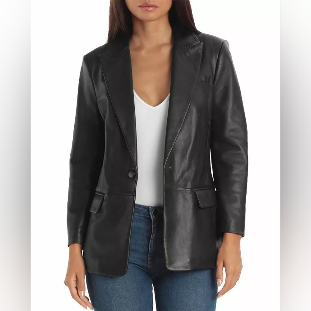BAGATELLE CITY BLACK Leather Blazer Jacket